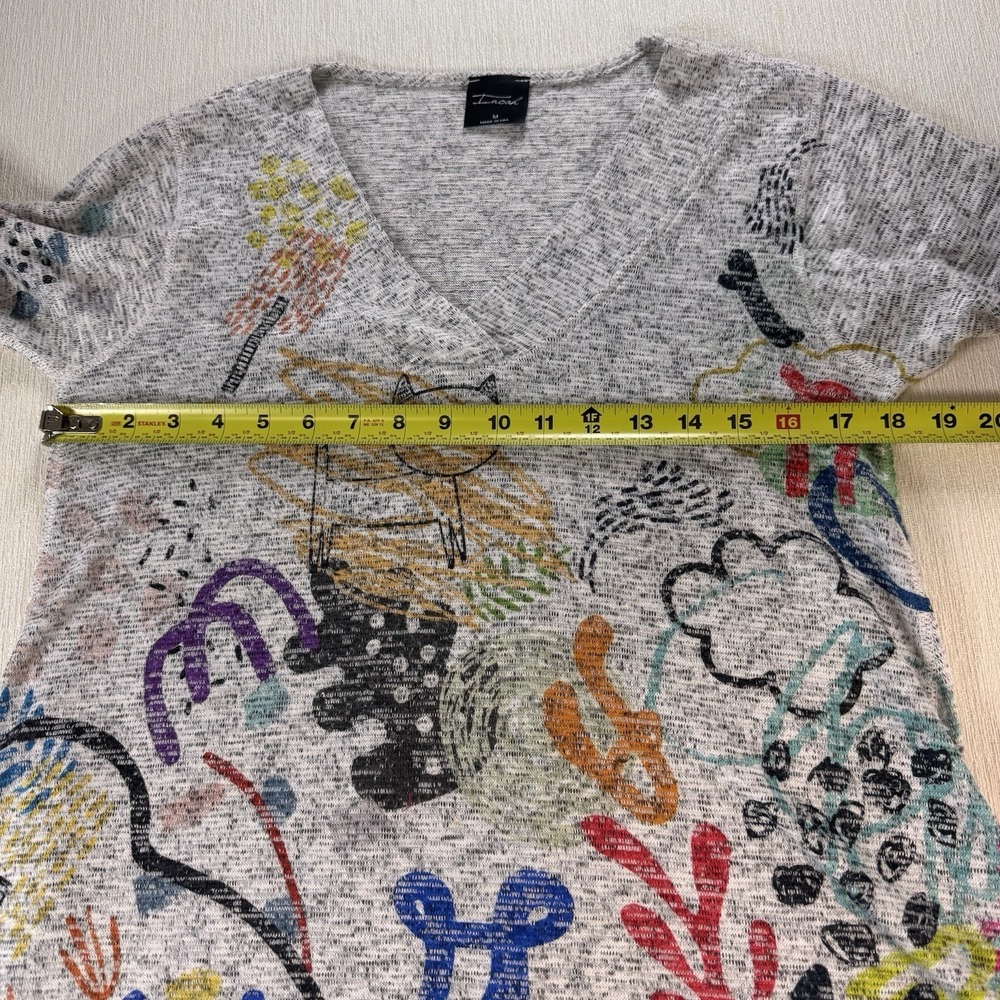 Inoah Women's Abstract Art To Wear Cat Oversized Top Blouse Size M Asymmetrical - Picture 5 of 8